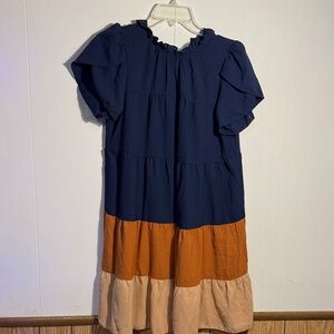 Stylish Navy and Orange Kids Dress